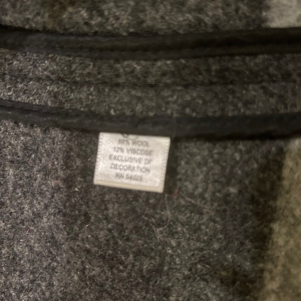 Banana Republic Women's Gray Wool Coat Sz Med Toggles Full Asymmetrical Zip - Picture 6 of 7